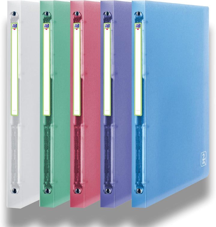 Oxford Kunststoff-Ringbuch 2nd Life, 12er Pack, DIN A4, 4 Farben 4 Ringe mit 2cm Füllhöhe 12 Stück i