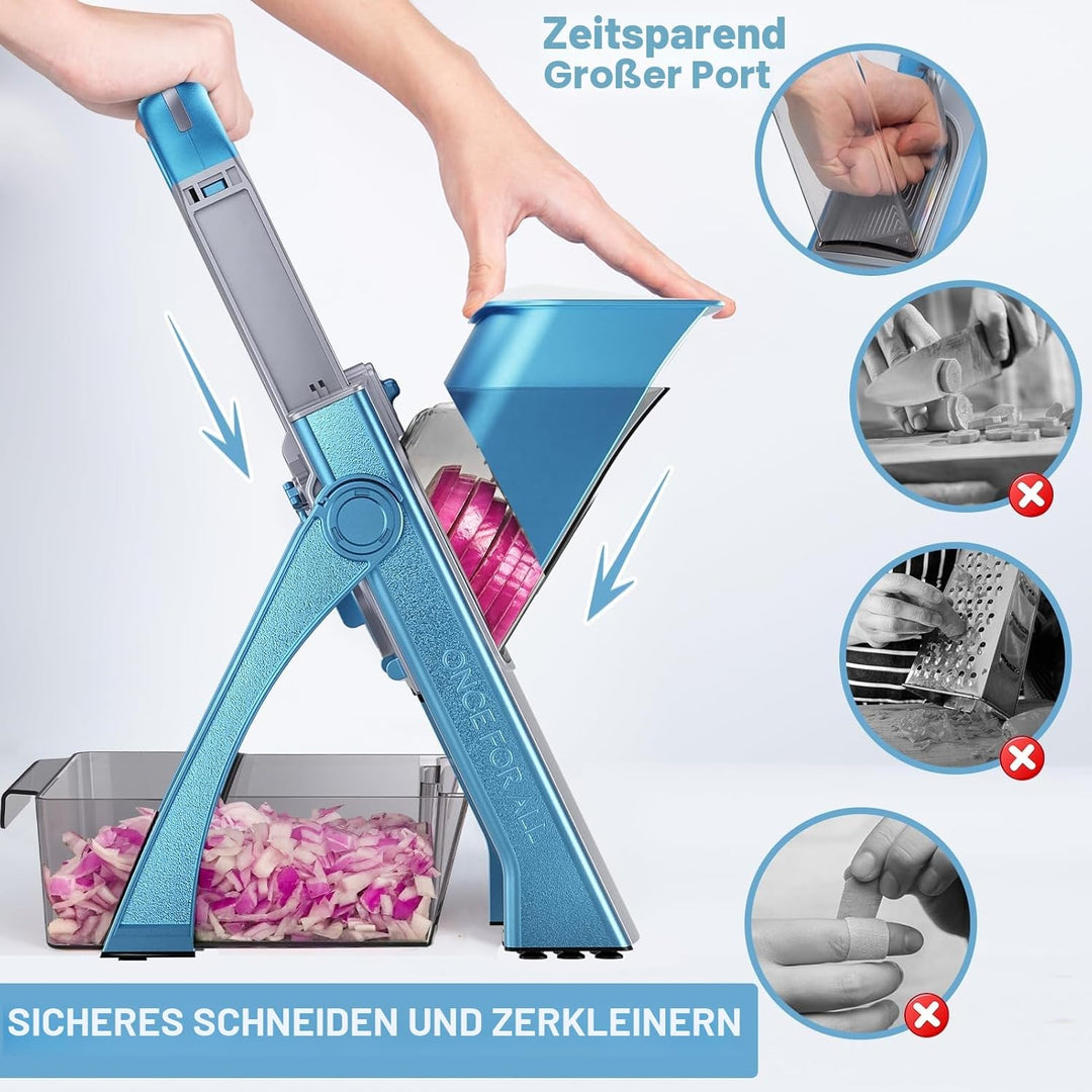ONCE FOR ALL Gemüseschneider mit Auffangbecken, Aufgewertet Gemüsehobel ideal als Pommesschneider &