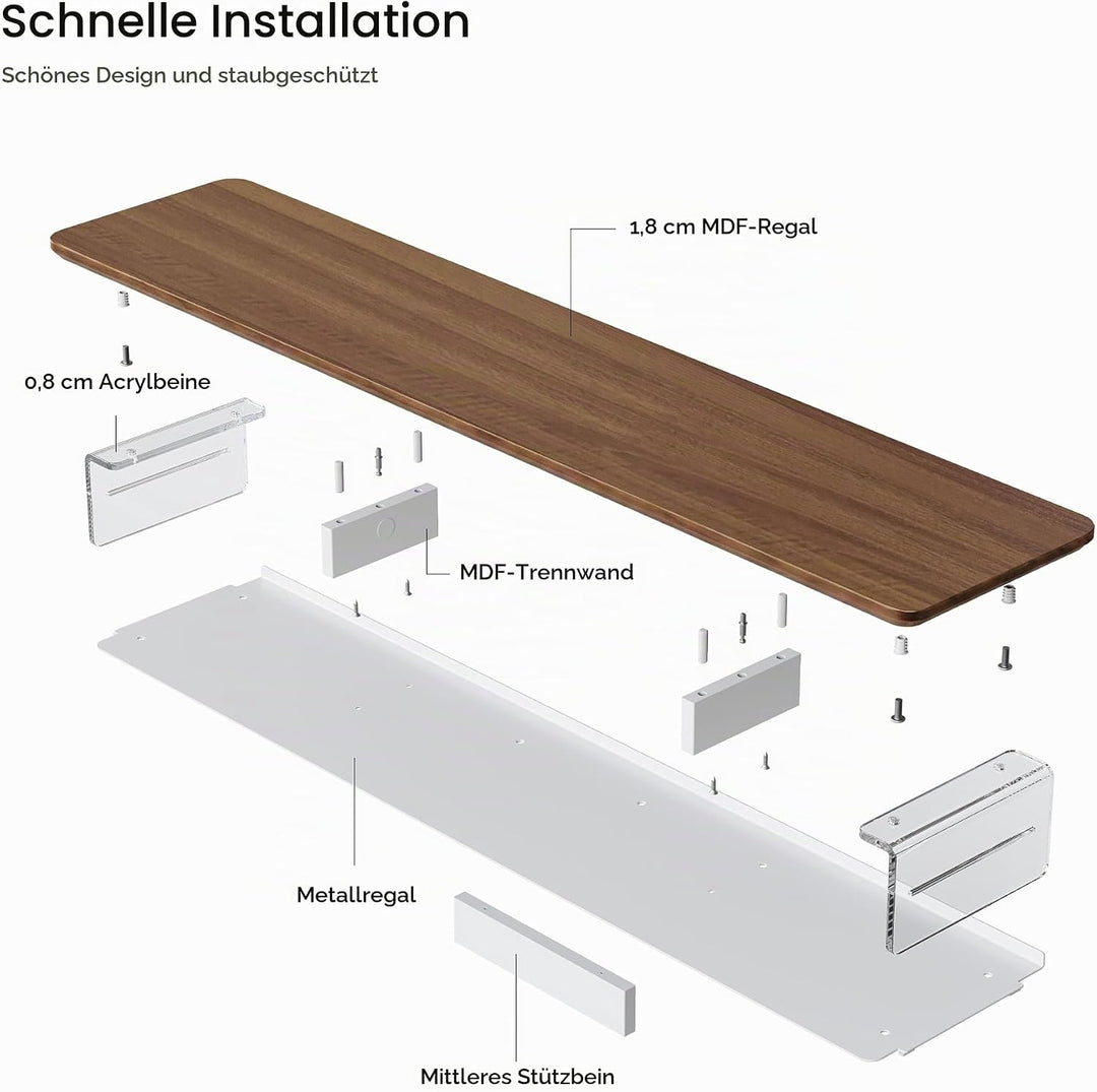 Fenge Acryl Monitorständer Riser 108cm, Grosser Dual monitorständer mit Metallregal, Schreibtisch Zu