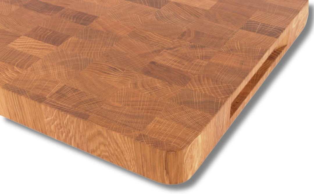 EFO Schneidebrett Holz 50x35x4 cm | Stirnholz Küchenbrett aus Eiche –messerschonend und langlebig |