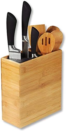 KESPER 58027 Messerblock unbestückt mit Utensilienbox aus Bambus/Universalmesserblock/Messerhalter/U
