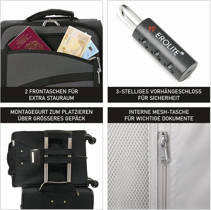 Aerolite 55cm Leichter 4 Rollen Handgepäck Trolley Koffer Bordgepäck Reisekoffer Gepäck Genehmigt fü