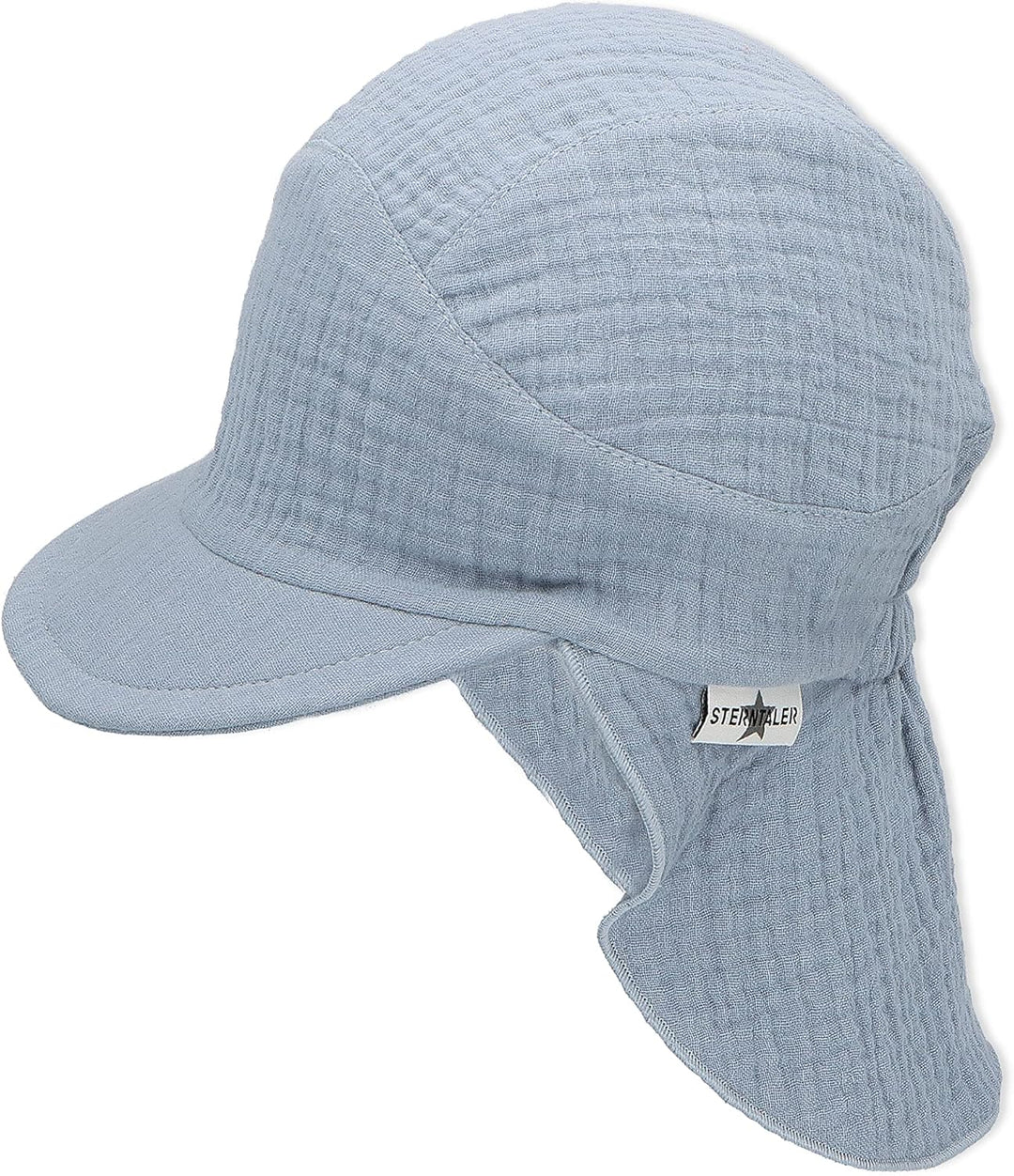 Sterntaler Unisex Schirmmütze mit Nackenschutz Musselin Sonnenhut 47 hellblau, 47 hellblau