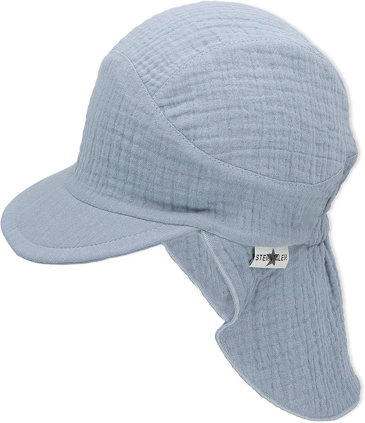 Sterntaler Unisex Schirmmütze mit Nackenschutz Musselin Sonnenhut 47 hellblau, 47 hellblau