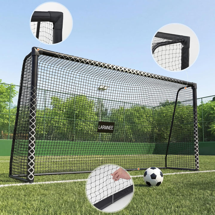 Grosses Fussballtor, PE-Knotennetz, inklusive U-Heringen, Schaumstoffbezug, für Outdoor, Garten, Spi