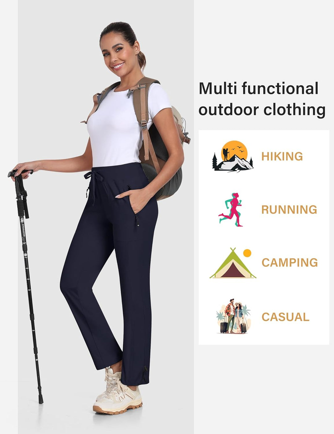 MoFiz Wanderhose Damen Leichte Cargohose Atmungsaktiv Trekkinghose Workout Wasserdicht Winddicht Cas
