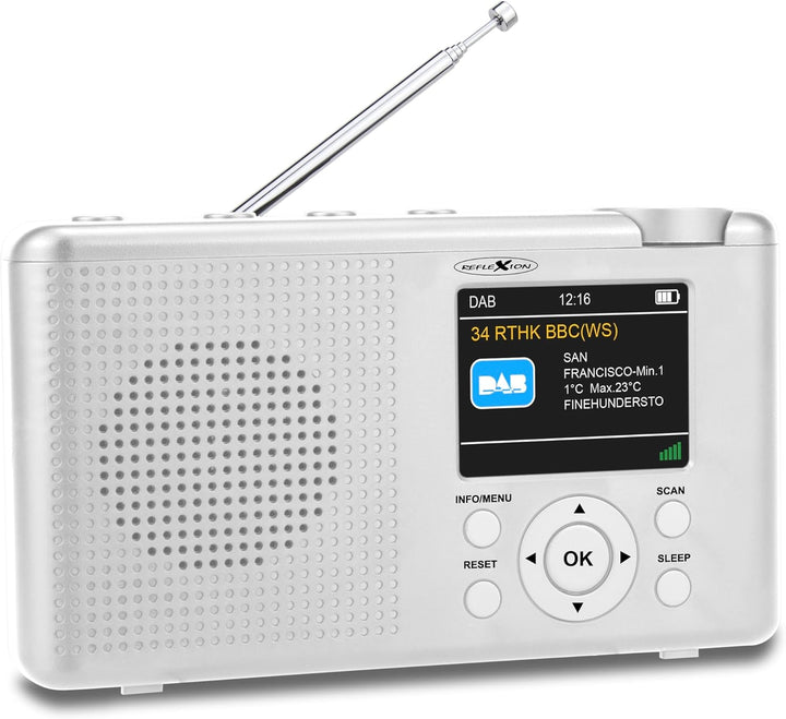 Reflexion TRA-23DAB Tragbares DAB-Radio mit Akku(UKW, DAB, DAB+, RDS, Farbdisplay, Bluetooth, Kopfhö