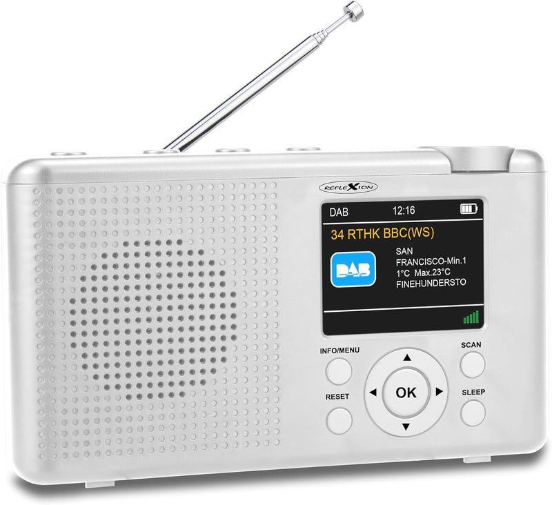 Reflexion TRA-23DAB Tragbares DAB-Radio mit Akku(UKW, DAB, DAB+, RDS, Farbdisplay, Bluetooth, Kopfhö