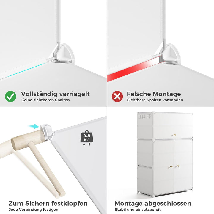 Mondeer Schuhregal, Schuhschrank 6 Ebenen mit Türen, Kunststoff Aufbewahrungsschrank mit Verstellbar