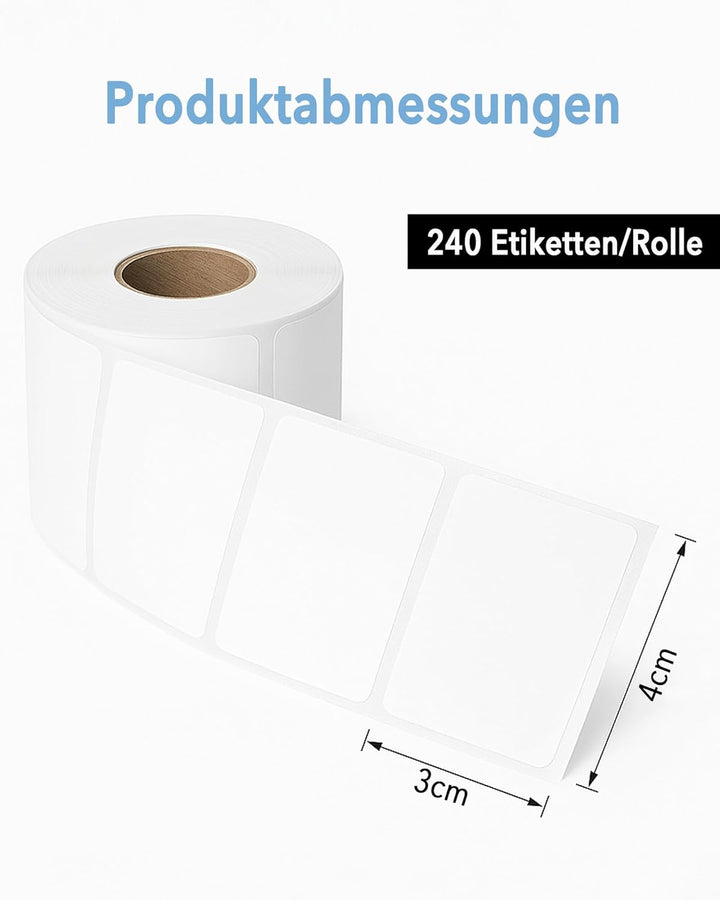 3 Rollen Thermo-Etiketten 40 x 30 mm: Wasserfeste Thermodrucker Etiketten auf Rolle für Marmeladengl