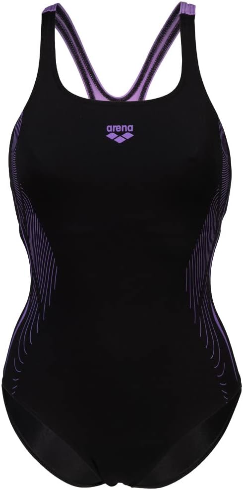 ARENA Damen Women's Swimsuit Swim Pro Back Graphic Lb One Piece Swimsuit 34 Schwarz-lavendel, 34 Sch