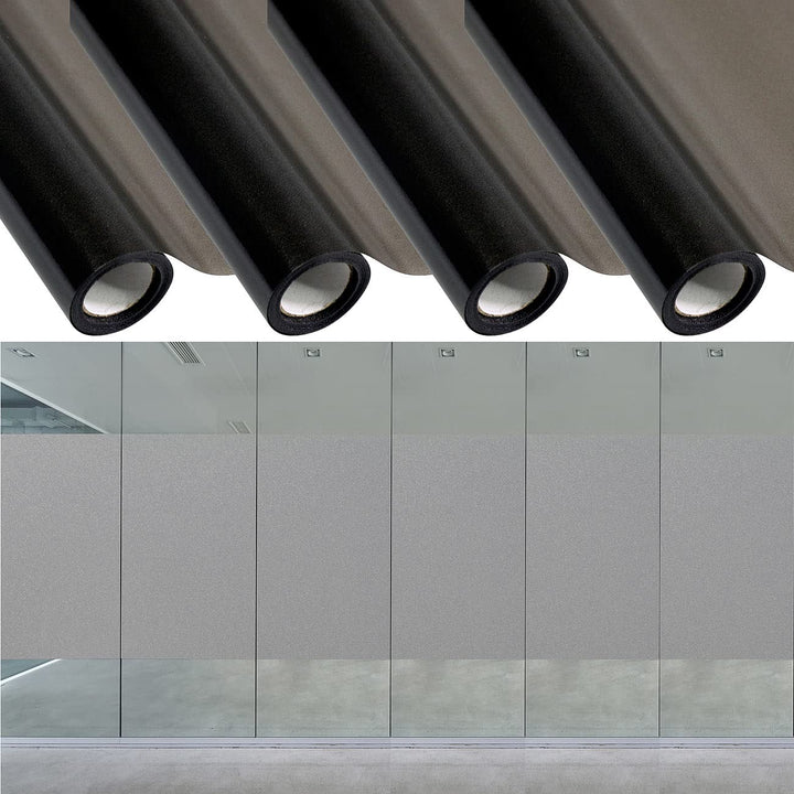 infactory Sichtschutz-Fensterfolie: 4er-Set Sichtschutzfolie, selbsthaftend, 60 x 200 cm, Grau-Matt