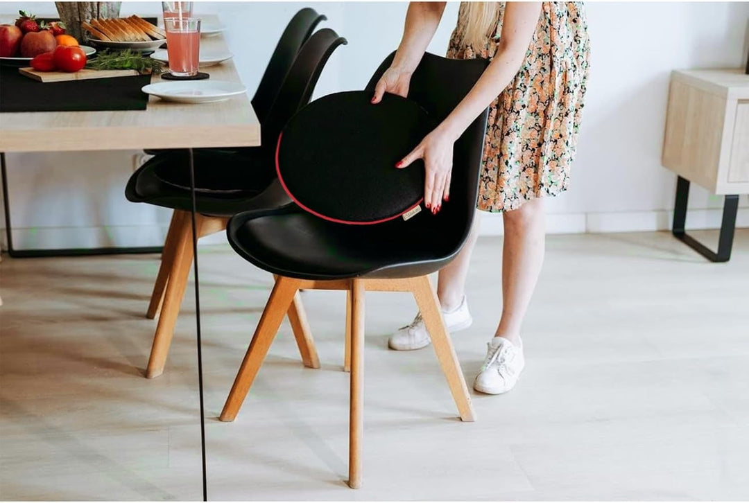 SILUK gemütliches Sitzkissen aus Filz Ø 36cm - Komfortable Waschbare - 4er Set Grau I Schwarz für Ba