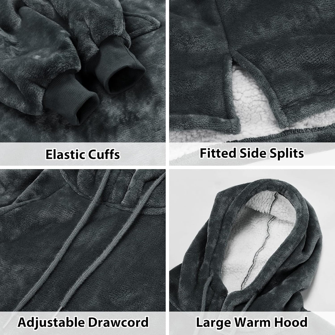 Catalonia Classy Sherpa Kapuzendecke Kuschelig Hoodie Decke, Flauschig Warmer Pullidecke Lange Kapuz