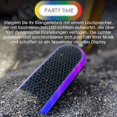 Boompods Halo – Kleiner tragbarer Bluetooth-Lautsprecher mit Lichtern – laute kabellose Outdoor-Reis