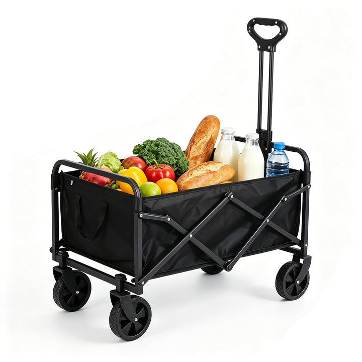 Klappbarer Bollerwagen 100L, Faltbarer Transportwagen bis 150kg/330lbs, Strandwagen mit Verstellbare