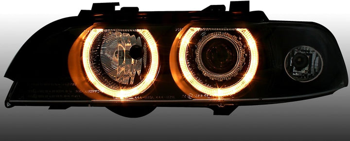 AD Tuning GmbH & Co. KG DEPO Angel Eyes Scheinwerfer Set Klarglas Schwarz mit Standlichtringe LWR