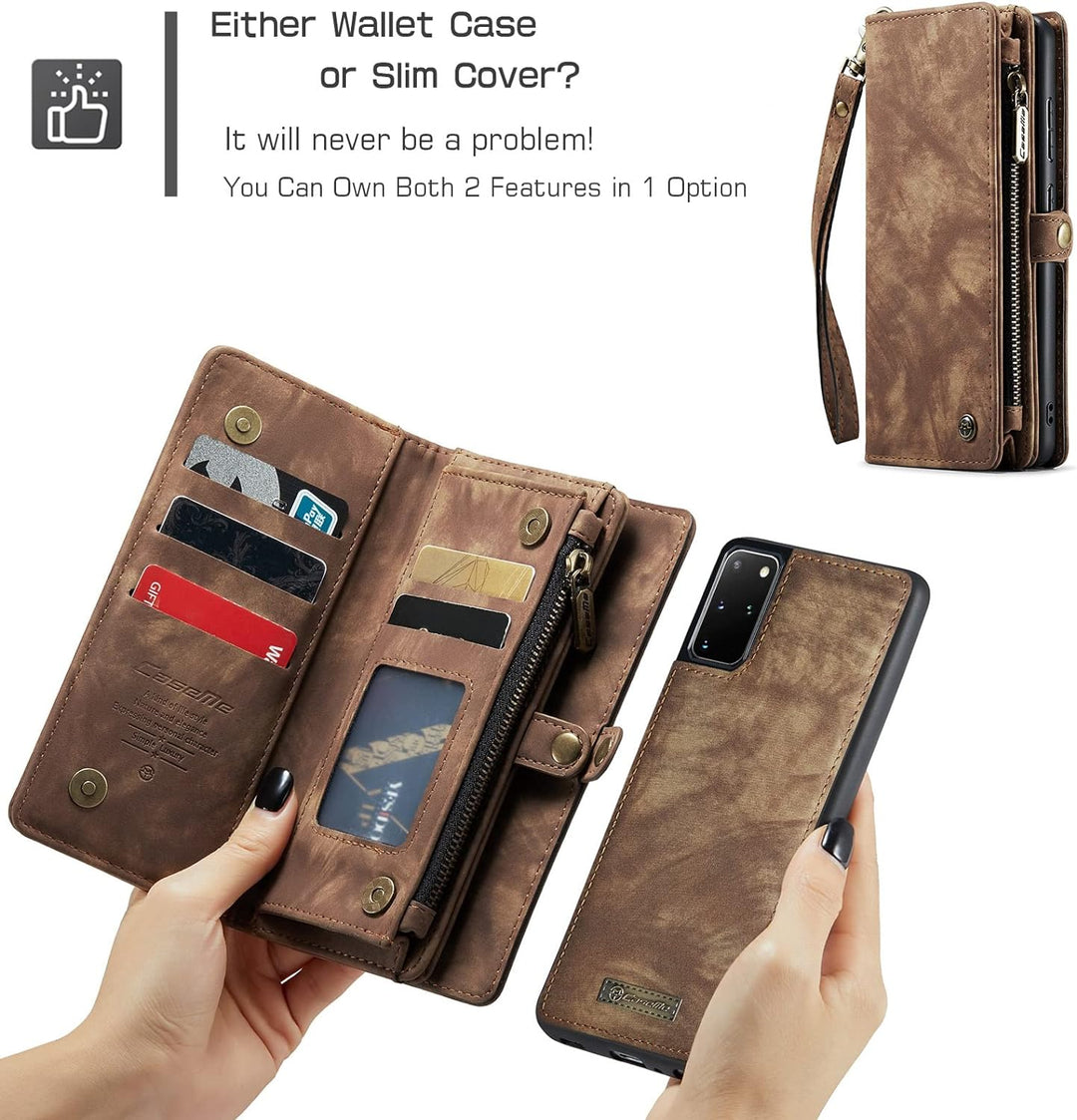 UFinetech 2-in-1 Samsung Galaxy S20 Plus Hülle Handy Tasche Leder TPU Flip Magnetisch Ständer Karten