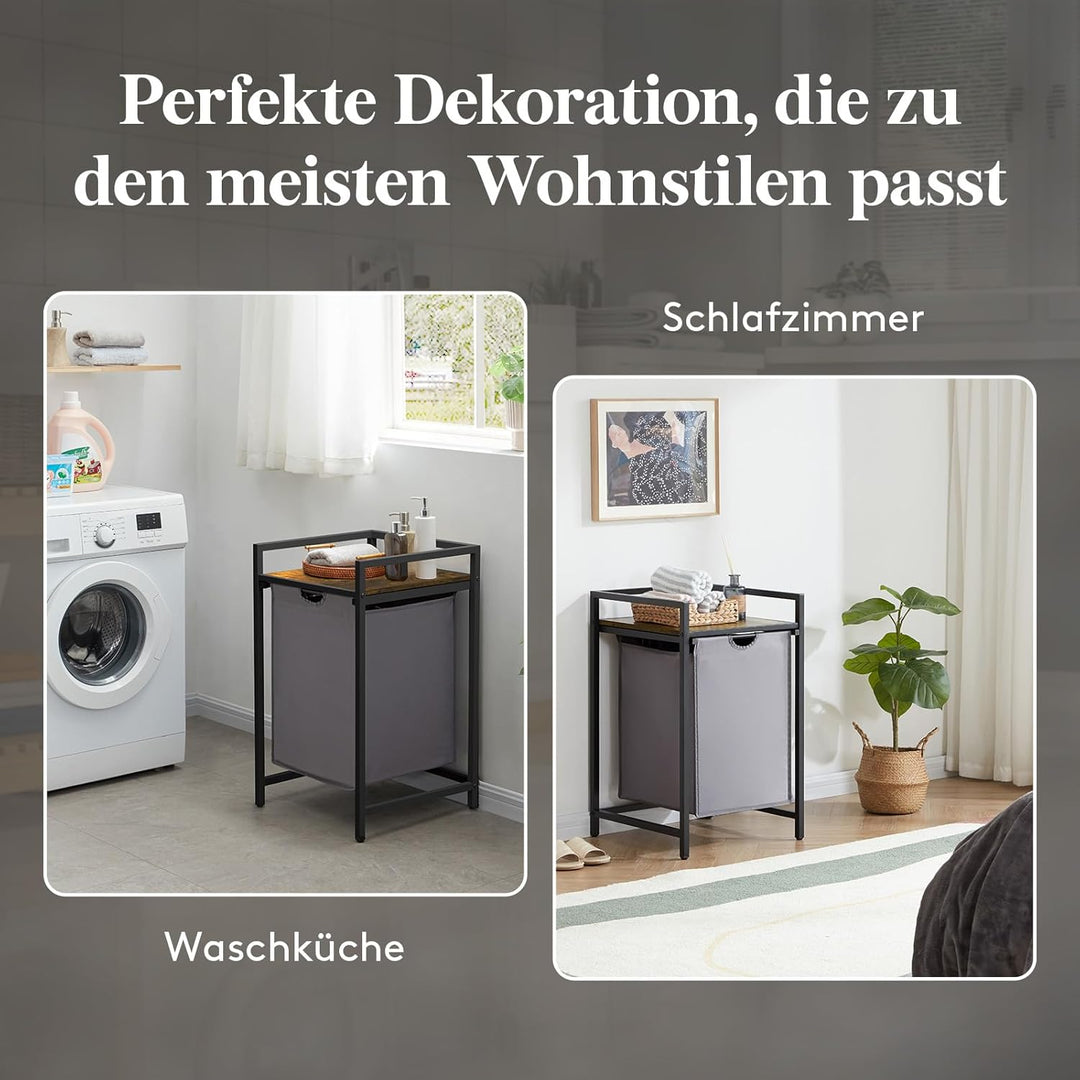 Lifewit Wäschekorb, fasst 69 Liter Wäschekorb mit Ablagefläche und herausziehbaren Säcken, Wäschesor