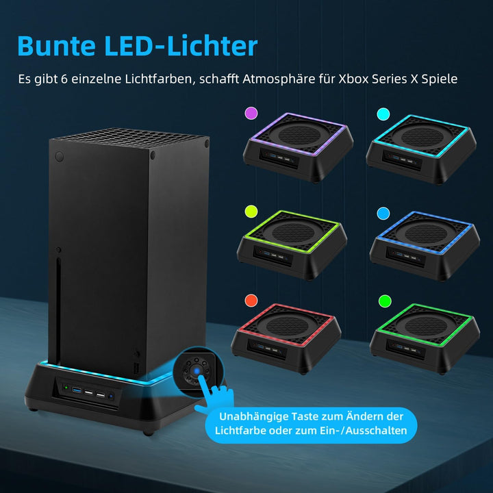 Tolesum Upgraded Lüfter Ständer für Xbox Series X, Kühler Stand mit RGB LED,4 Grosse &amp;Turbolüfter, U