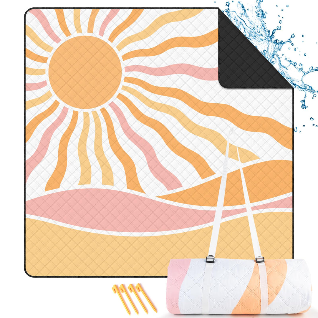 TXBOBECO Picknickdecke 200x200cm XXL, Stranddecke Wasserdicht Sandfrei, Outdoor Camping Decke mit Tr