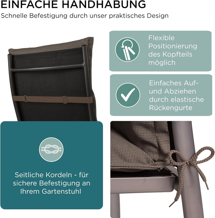 gardisun Gartenstuhlauflagen Hochlehner mit Kopfteil I Extra Dicke Sitzauflagen I Made in Europe I I