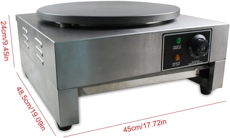 Crêpes-Pfanne, 3000 W, Φ400 mm, Crêpes-Pfanne, Kupfer, elektrisch, beheizbar, Crêpespfanne, Edelstah