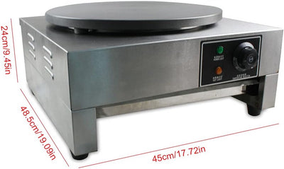 LENJKYYO Elektrischer Crepe Maker 40CM mit Ausziehbarem Tablett Crepesmaker Eingebauter Thermostat 5