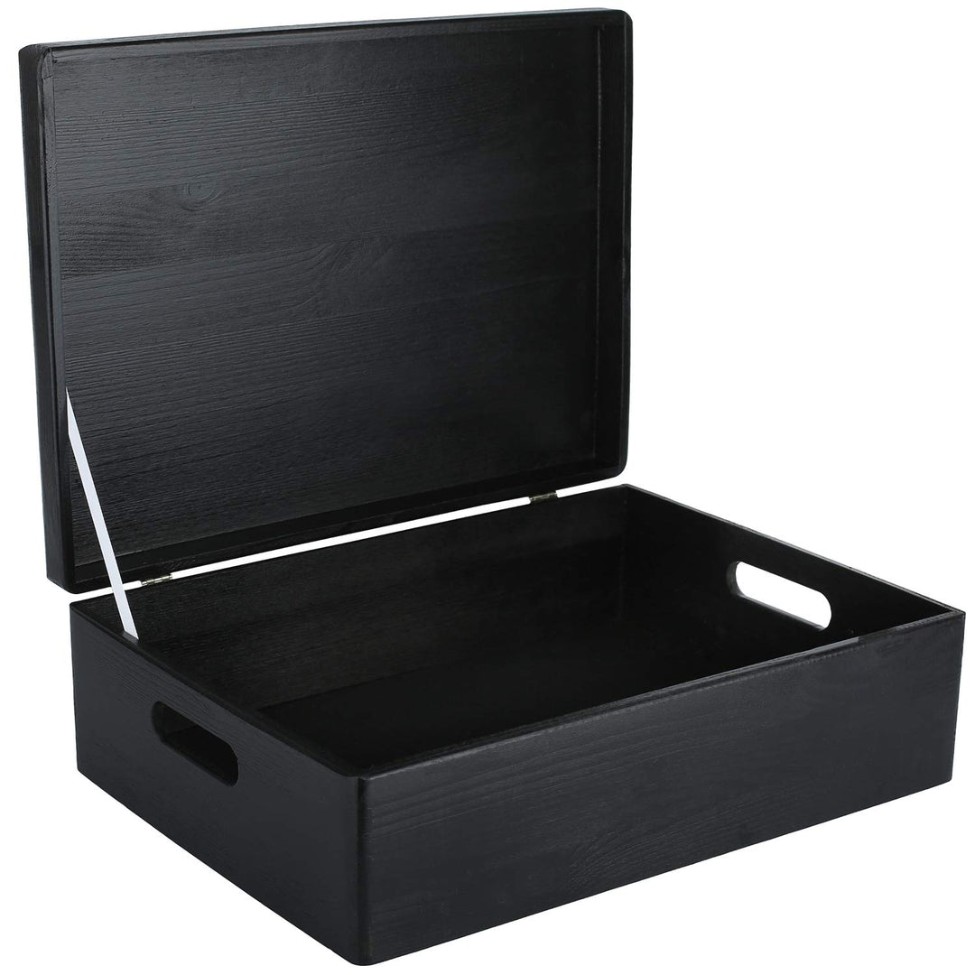 Creative Deco XL Schwarz Grosse Holzkiste mit Deckel | 40 x 30 x 14 cm (+/- 1 cm) | Erinnerungsbox B