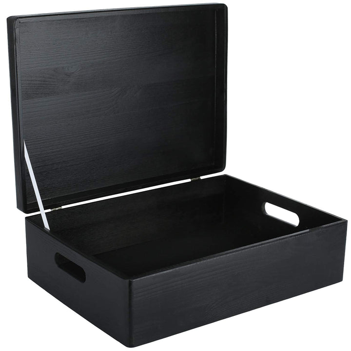 Creative Deco XL Schwarz Grosse Holzkiste mit Deckel | 40 x 30 x 14 cm (+/- 1 cm) | Erinnerungsbox B