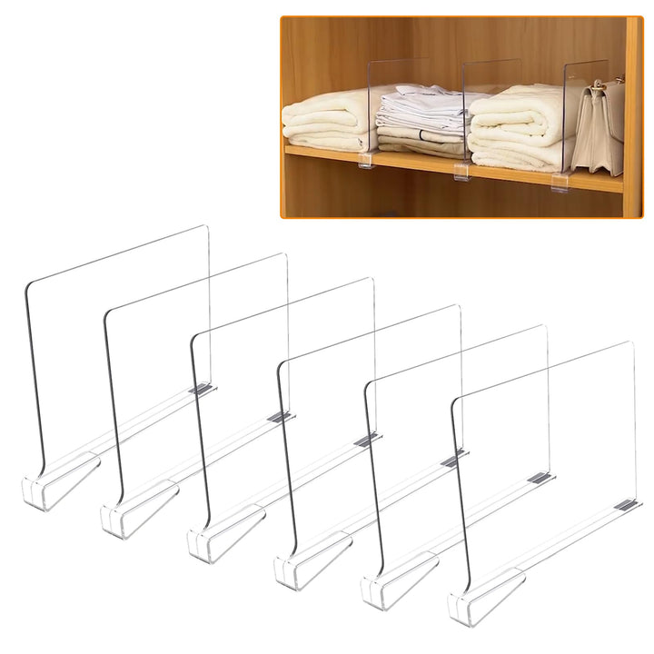 6 Pcs Transparente Acryl Regaltrenner, Multifunktionaler Kleiderschrank Organizer Trenner, Ohne Bohr