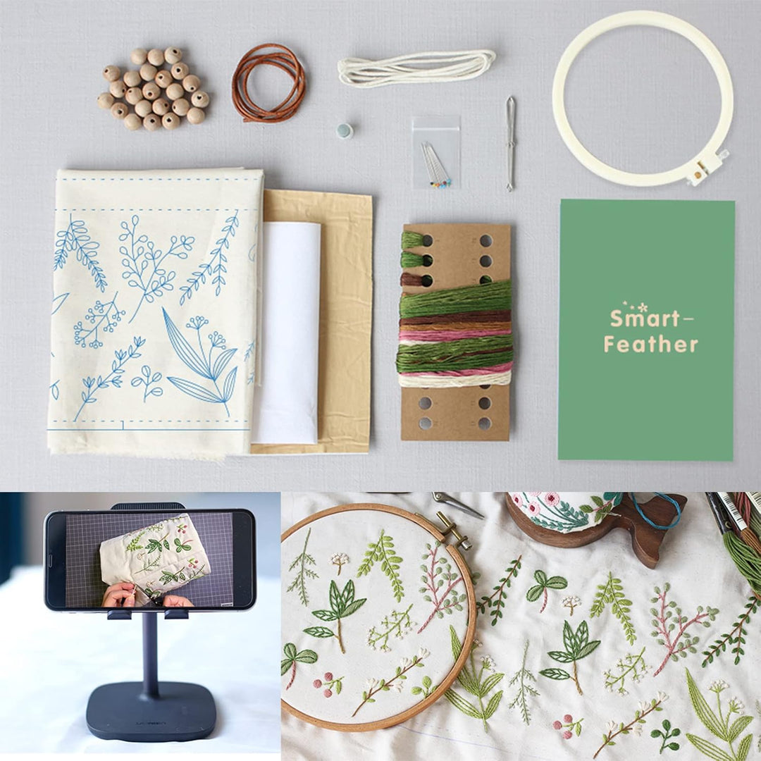Smart-Feather Stickerei Kordel Tasche Kits mit Mustern, Needlepoint Sewing Handtasche Kit für Anfäng