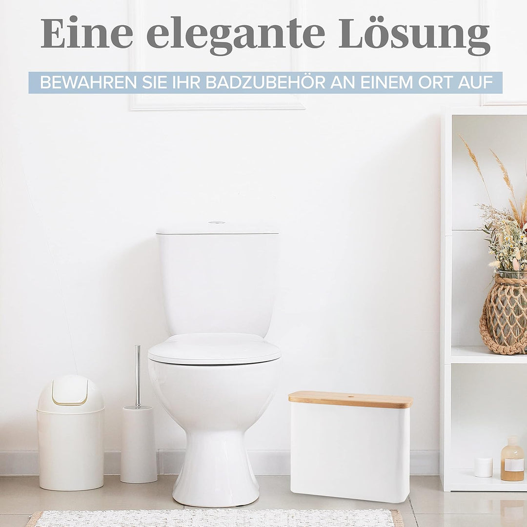 Lonbet – Eleganter Badezimmer Organizer Hellgrau - Toilettenpapier Aufbewahrung aus Bambus – antibak