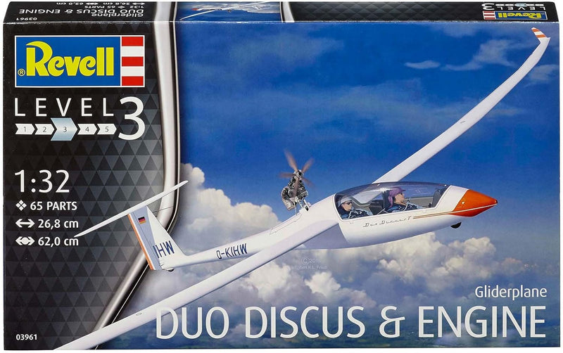 Revell 03961 10 Modellbausatz Gliderplane Duo Discus & Engine im Massstab 1:32, Level 3