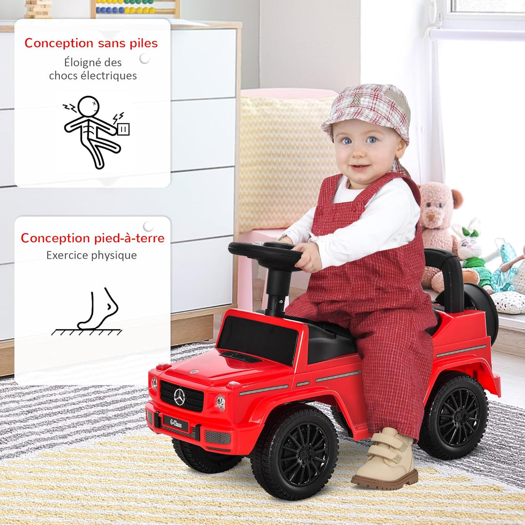 HOMCOM LKW Kinder Schiebefahrzeug Lizenz Mercedes Benz 12-36 Monate Kofferraum Hupe Scheinwerfer Rot