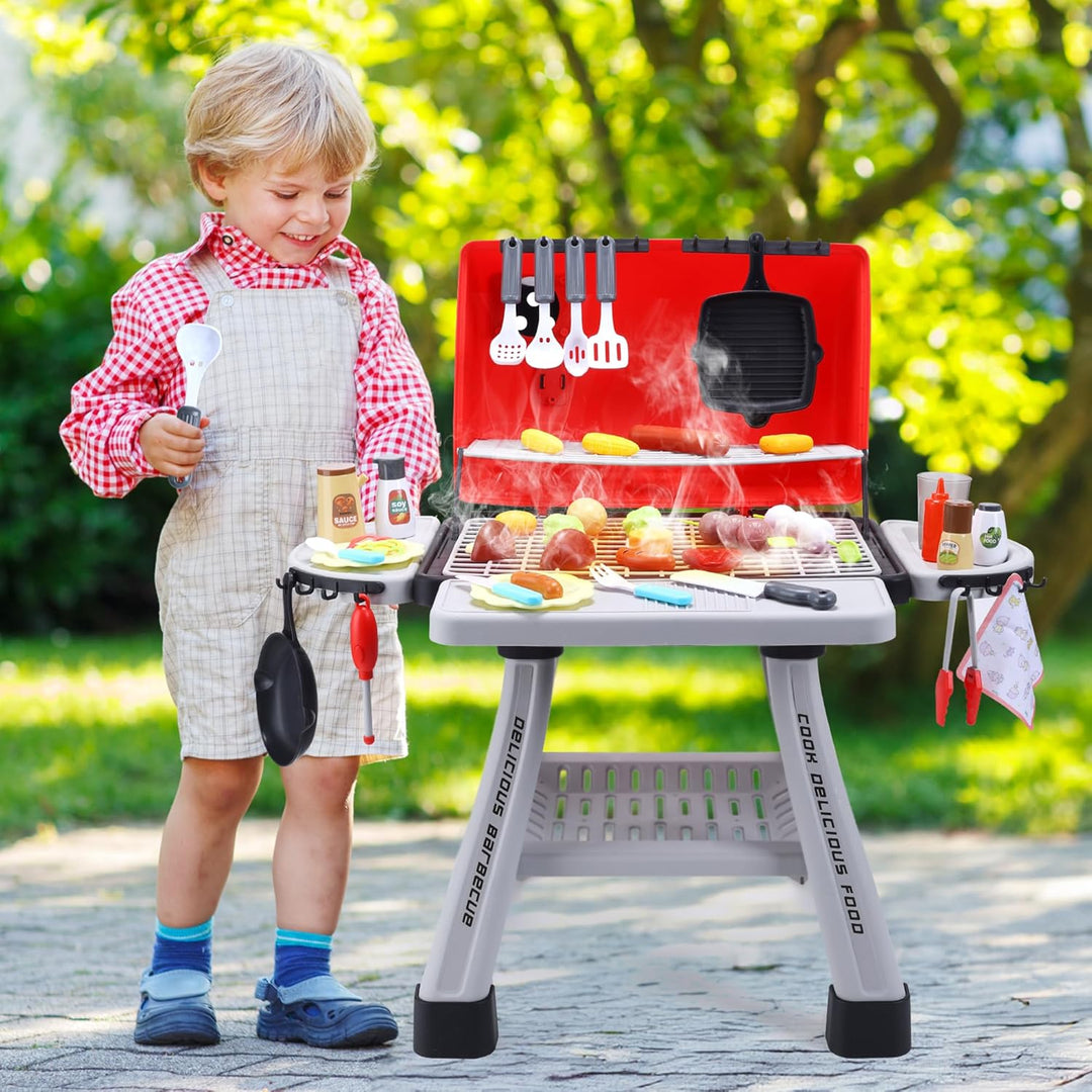 CUTE STONE Kinder BBQ Grill Spielzeug, Küche Spielzeug Set, Realistische Rauch BBQ Grill Spielset mi