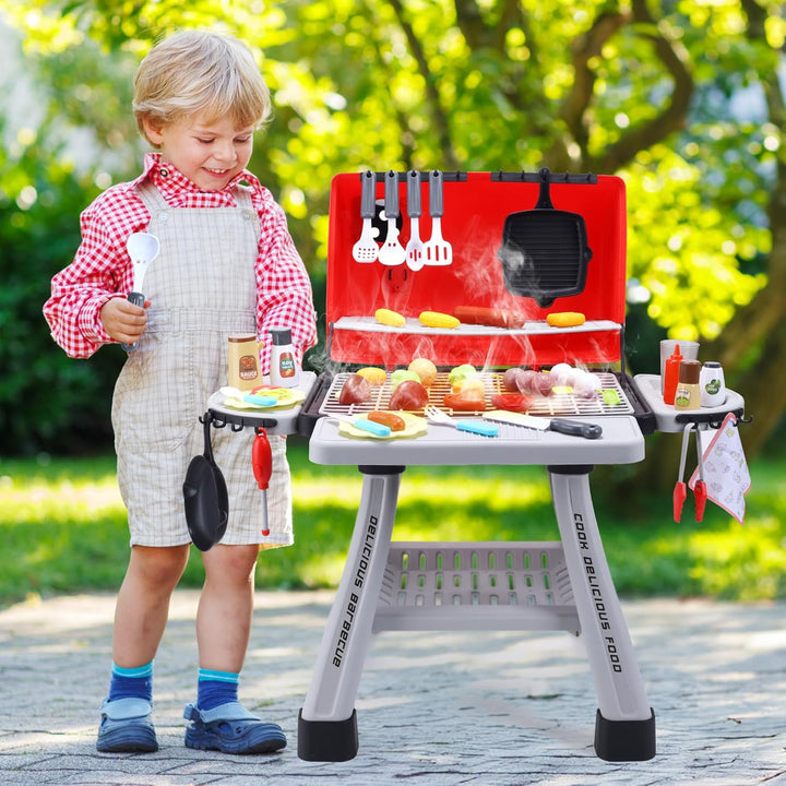 CUTE STONE Kinder BBQ Grill Spielzeug, Küche Spielzeug Set, Realistische Rauch BBQ Grill Spielset mi