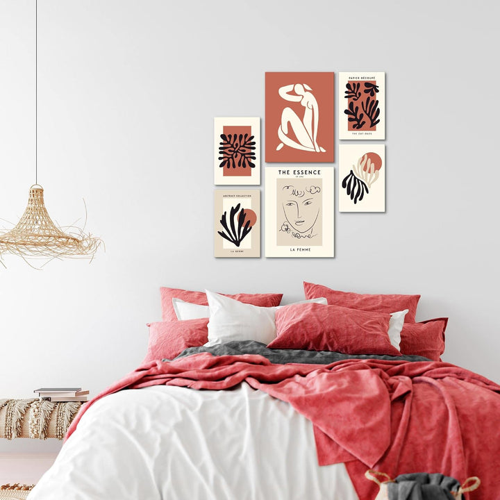 Novart Bilder Set - AUFHÄNGFERTIG - KEIN EXTRA RAHMEN BENÖTIGT - Matisse Modern Vintage Abstrakt - W