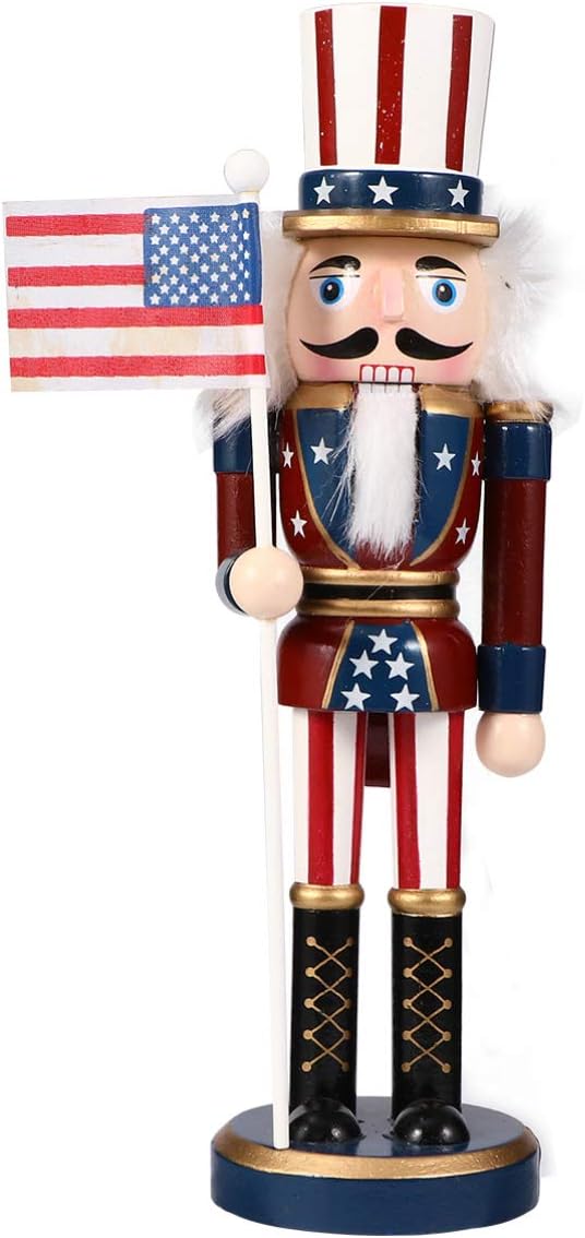 Veemoon 1 Stück Weihnachten Holz Nussknacker Soldat Holz Handbemalte Soldat Statue Klassische Tradit