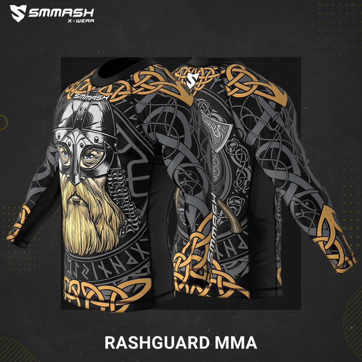 SMMASH Langarmes Rashguard für Herren, Funktionsshirt MMA BJJ Kickboxen Thai Box Cross-Training Fitn