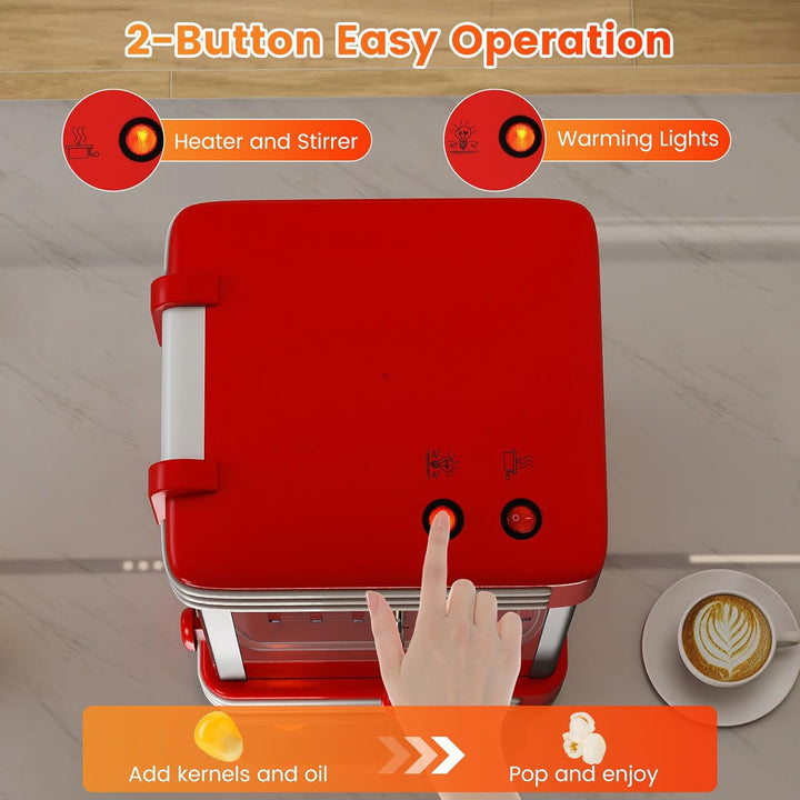 LIFEZEAL Popcornmaschine 300 W, Retro-Popcornmaker mit Innenbeleuchtung & Zubehör, Popcorngeräte mit