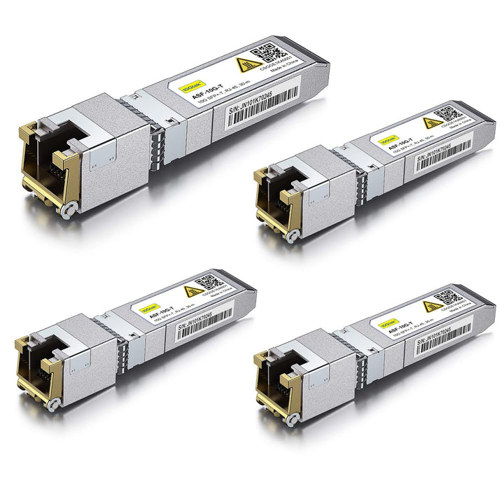 10Gtek 4-Stück 10Gb SFP+ auf RJ45 Modul 30-Meter, 10GBase-T Kupfer CAT.6a Transceiver Kompatibel für