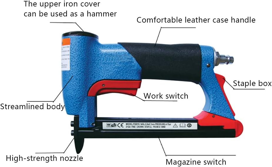 Kaichenyt Druckluft Nagler Tacker, 4-16mm Pneumatische Nagler Kombi Pneumatische Werkzeug für Code-N