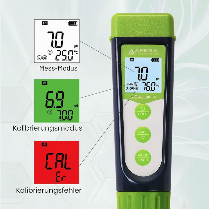 Apera GroStar GS4 pH/EC-Taschenmessgerät-Set (Gen II) für pH-/EC-/500ppm-/700ppm-Messungen in der Pf