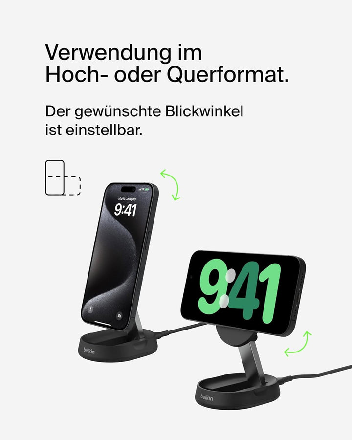 Belkin BoostCharge Pro induktive Ladestation 15W, Qi2-Ladegerät, kabelloses Ladegerät, kompatibel mi
