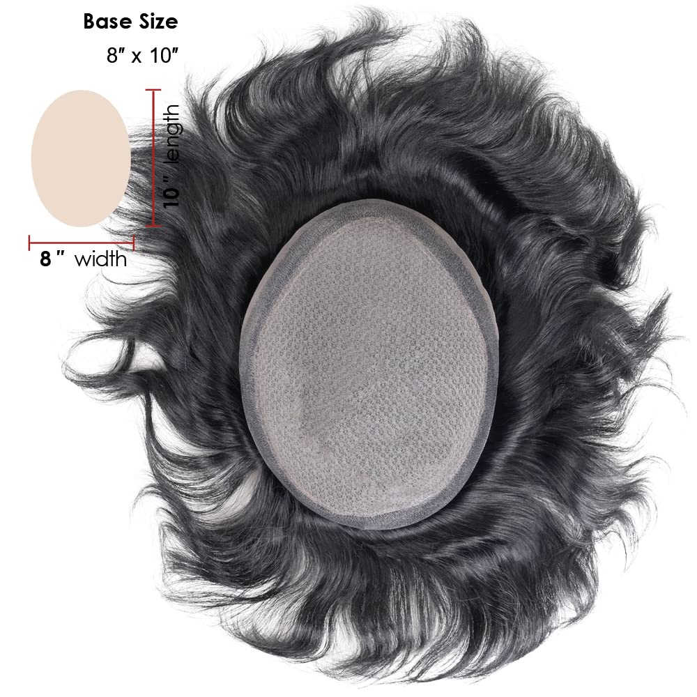 Lordhair Knotenlos Toupet für Männer, Haut Eben Injiziert Mensch Haar System, Basisgrösse 8x10 Zoll