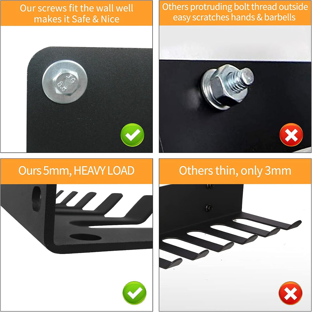 Gym Rack Organizer, Heavy Duty Langhantel-Aufbewahrung, 7 Platz Wandhalterung, Olympische Langhantel