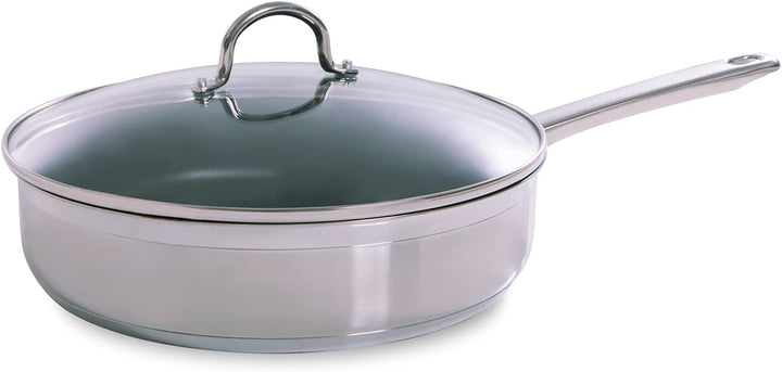 BK Cookware Allround Satinierte Edelstahl-Keramik-Antihaft-Pfanne (28 cm) mit Deckel, induktionsgeei