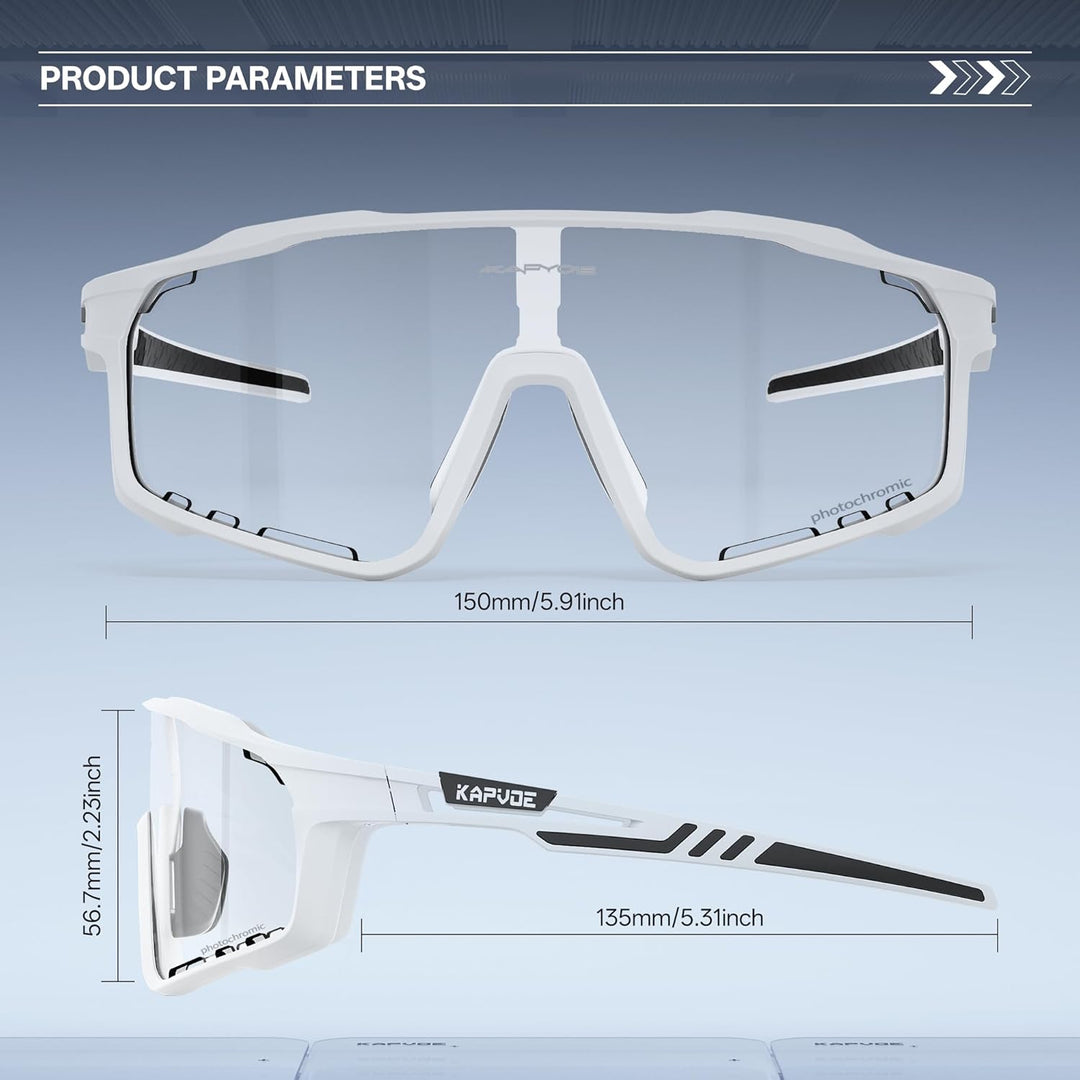 KAPVOE Photochromatische Fahrradbrille MTB Brille Selbsttönend Klar Radbrille Rennrad Sportbrille So