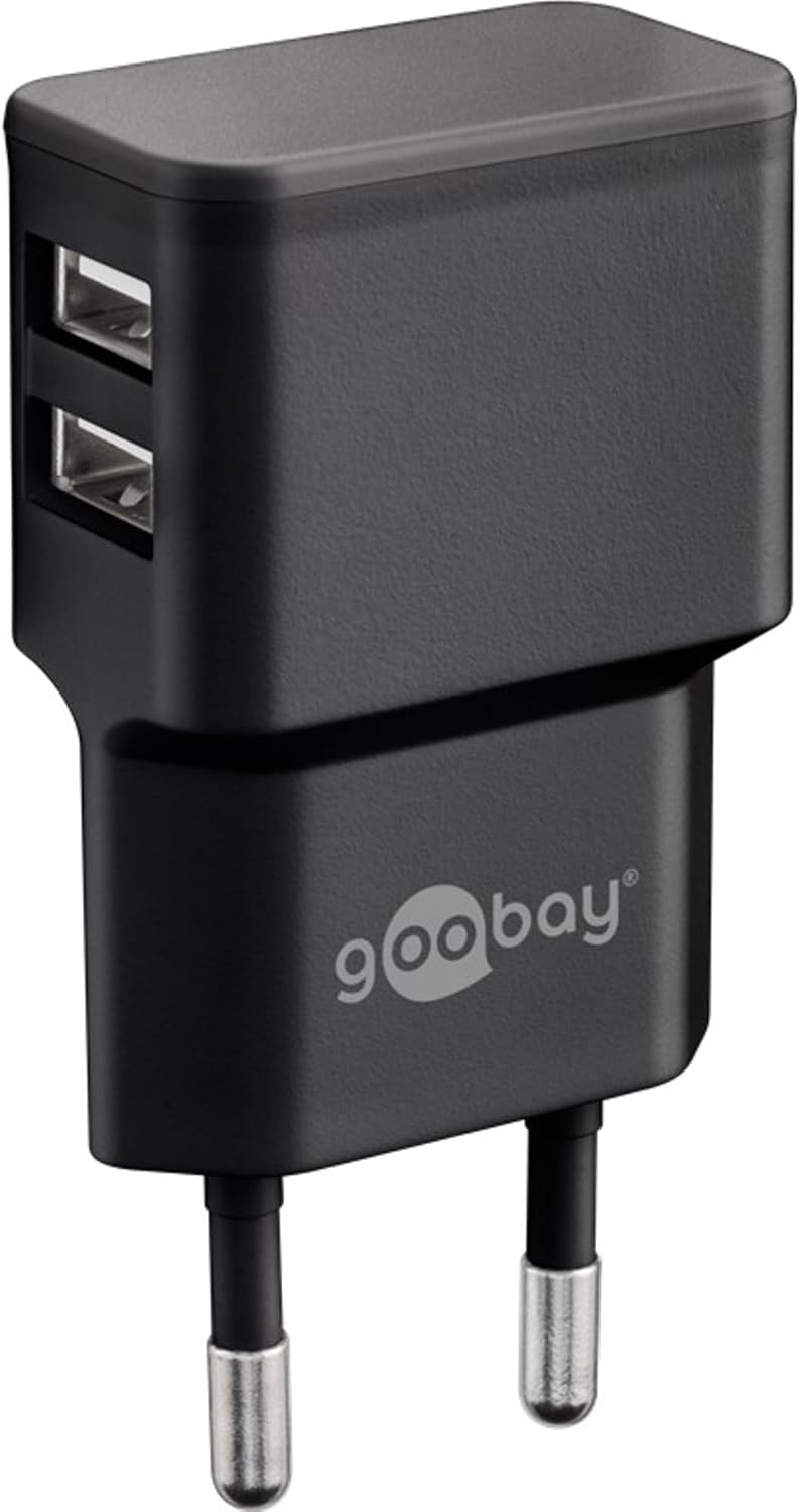 goobay 44995 USB Netzteil + Ladekabel Set / 2 Port Adapter für Steckdose 2,4 A (12W) USB-Netzteil mi